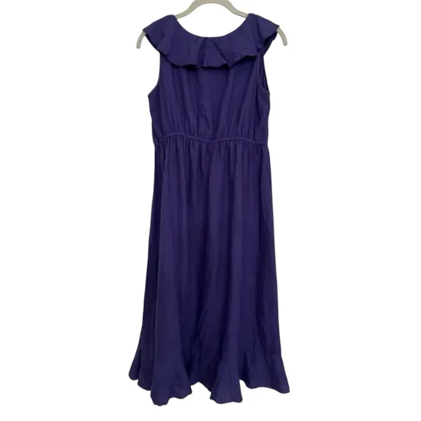Russ Berens Malibu 100%‎ Linen Dress Ruffle Women’s S Purple Hand Colored - Image 2
