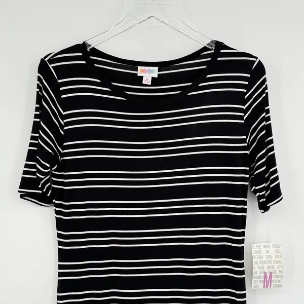 Lularoe Julia dress women's M pencil stripe jersey knit sheath black white NEW - Image 2