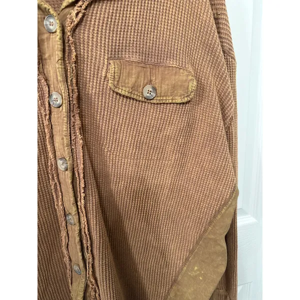 Oli & Hali Small Medium Distressed Cotton Button Up Tunic Free People Boho - Image 5