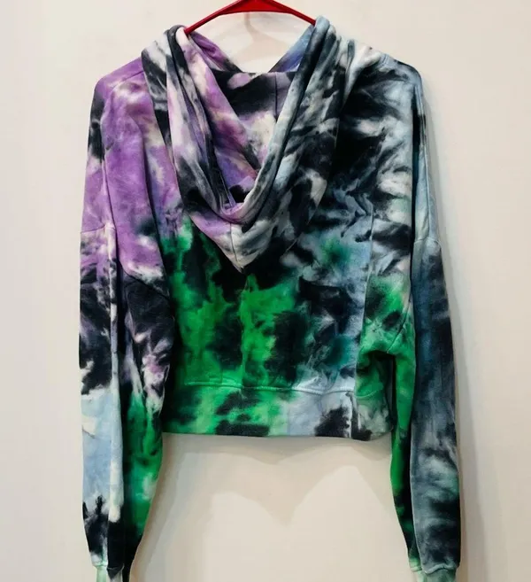 Pink Floyd Hoodie Women Cropped Tie Dye Pullover Sweatshirt sz Large - Image 6