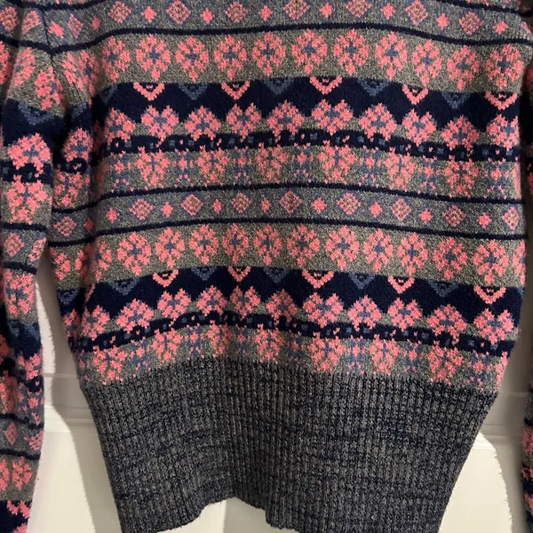 Altar’d State Fair Isle Sweater Pink Gray Size S - Image 9