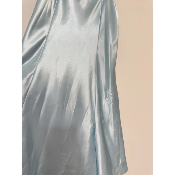 Y2K Secret Treasures Women’s Satin Slip Dress Nightgown Blue L Spaghetti Straps - Image 8