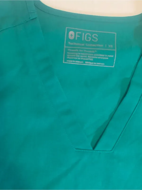 FIGS Women's Teal V-Neck Medical Scrub Top Green Sz XS - Image 4