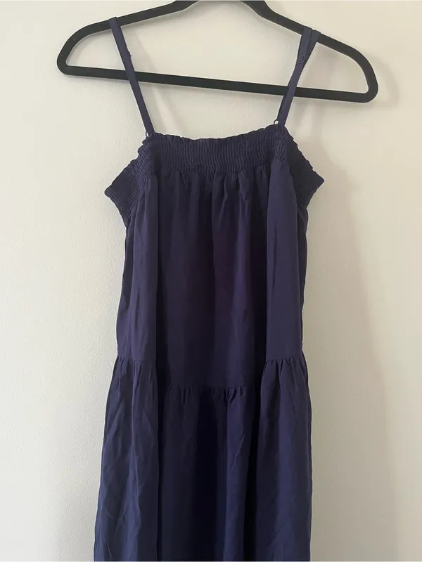 Old Navy Blue Airy Smocked Maxi Dress Small Beach Resort Vacation Euro Summer - Image 2