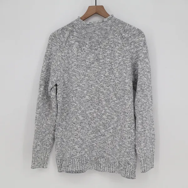 L.L.Bean Sweater Mens M Blue Marled Cotton Mock Neck Raglan Excellent - Image 5