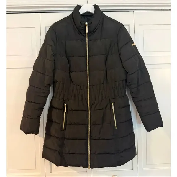 Laundry Shelli Segal black cinched smocked waist puffer jacket XL - Image 2