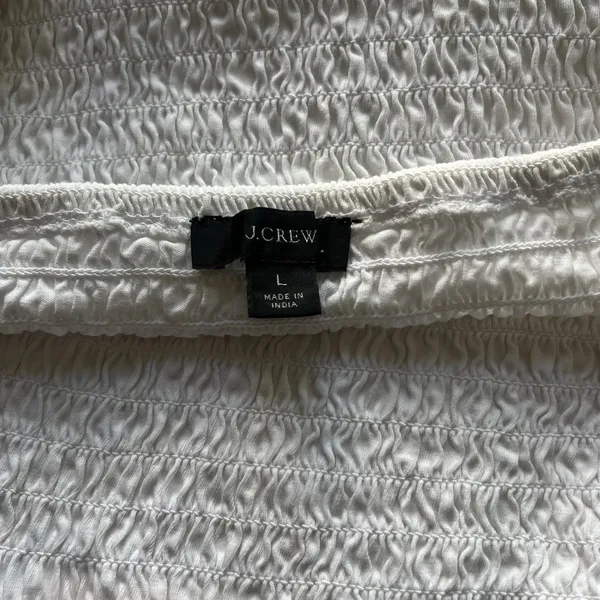 J.Crew Smocked Broken-In Jersey Cropped Top L Puff Sleeve Peasant Cottagecore - Image 5