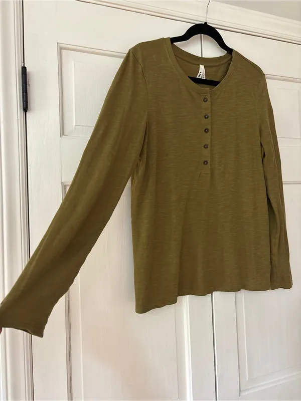 Pact‎ Women's Lizard London Slub Henley Size Large Natural Fibers Featherweight - Image 3