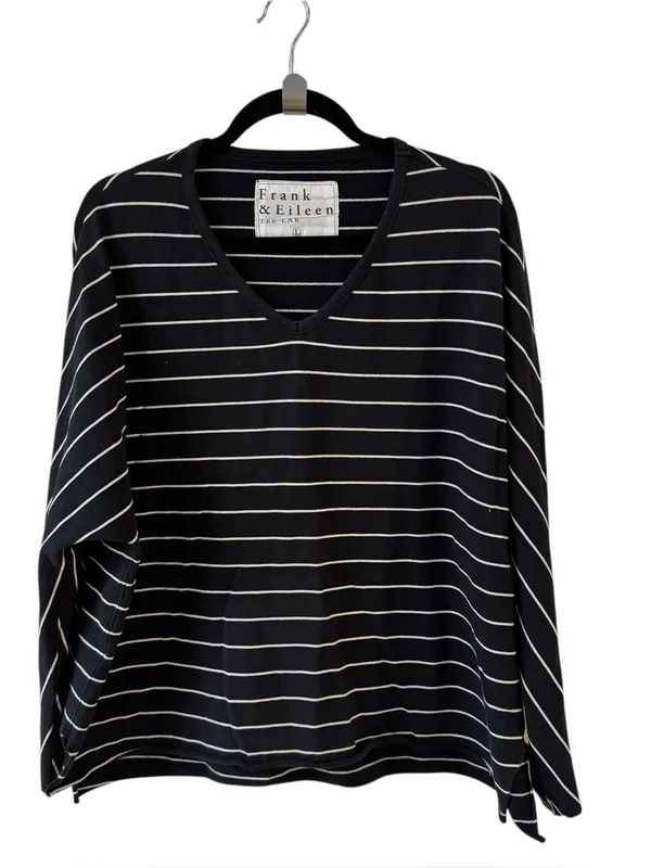 Frank & Eileen Tee Lab Oversized Striped Long Sleeve Tee Black White Large - Image 10