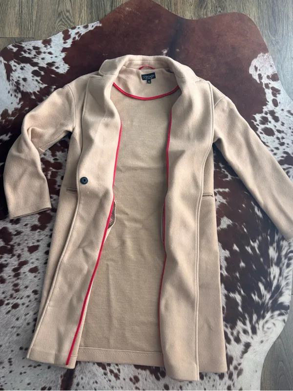 Topshop tan Long Tailored pea coat - Image 5