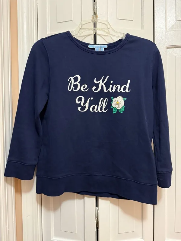 Draper James Be Kind Y'all Navy Blue Sweatshirt - Image 2
