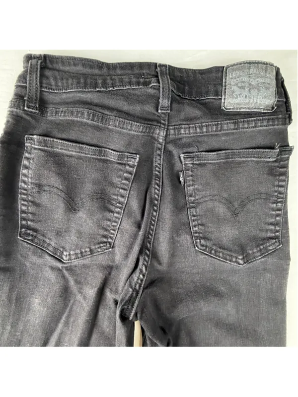 Levis 725 High Rise Bootcut Jeans 29 Black Stretch Denim Pants Leg Capsule - Image 6