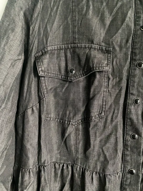 Avenue Women's Plus Size Denim Tiered Shirtdress New 16 - Image 10