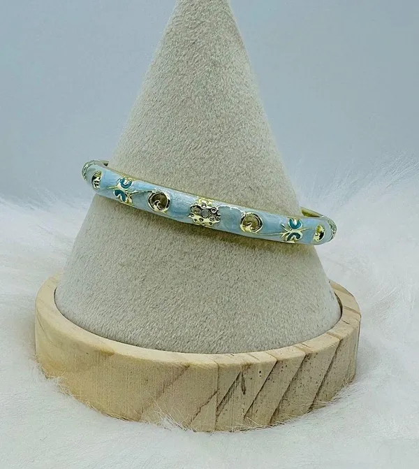 Blue Butterfly & Floral Theme Enamel Hollow Out Cloisonne Bangle - Image 6