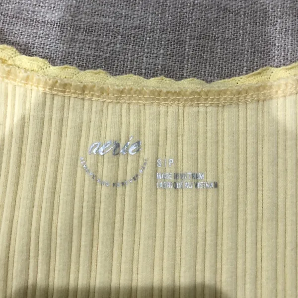 Yellow Stretchy Ribbed Tank Top Small - Image 7