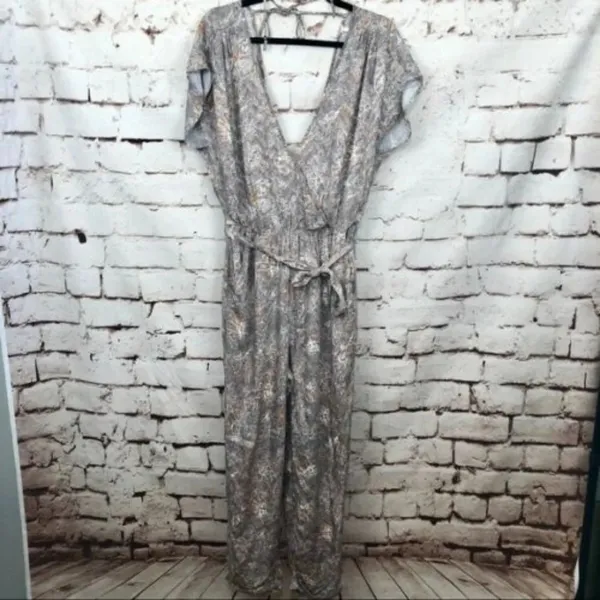 Free People Universal Surplice‎ Jumpsuit In Taupe - Image 4