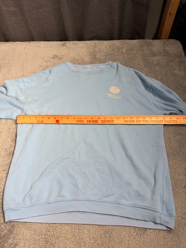 Aerie Light Blue smiley company Crewneck Sweatshirt small - Image 6