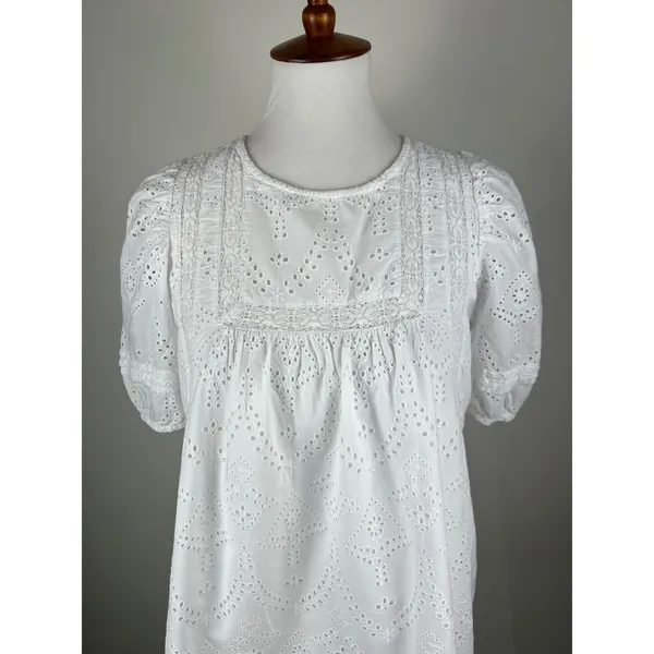 Sanctuary White Eyelet Cotton Puff Sleeve Mini Dress XS - Image 11
