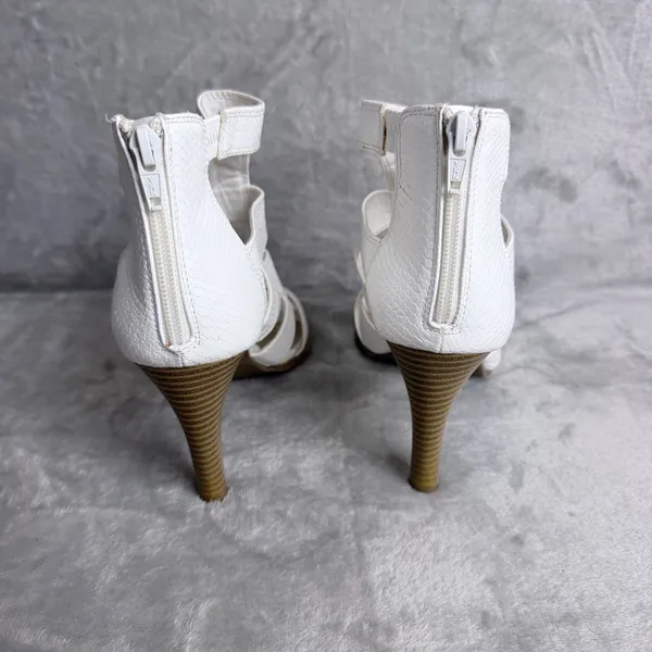 Simply Vera Vera Wang Heels Snakeskin Cage Gladiator Sandals Wedding Sz 9 White - Image 4
