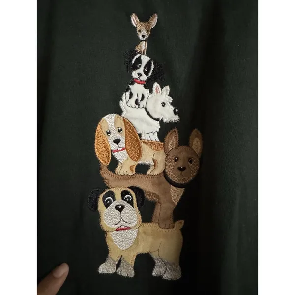 Y2K Decorated Originals M Sweatshirt Embroidered ‎ Stacker Dogs Metallic BOHO - Image 2