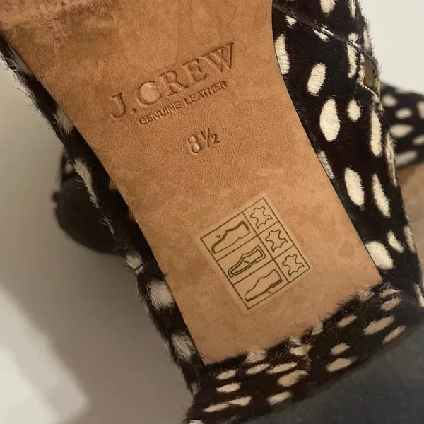 J. CREW Side Zip Ankle‎ Boots Leopard Calf Hair Leather Spotted Zippers Size 8.5 - Image 9