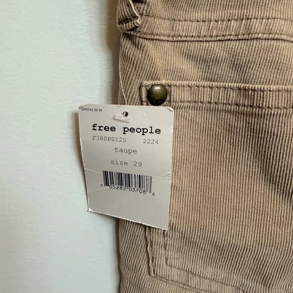 Free‎ People Taupe Corduroy Skinny Pants Size 29 NWT Neutral Stretch - Image 6