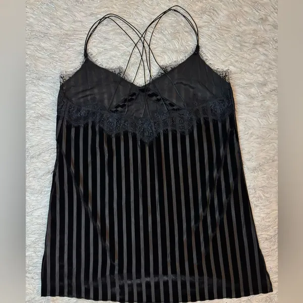 Zara‎ Y2K Trafaluc Collection Black Women’s Velvet-Striped Lace Trim Size USA S - Image 4