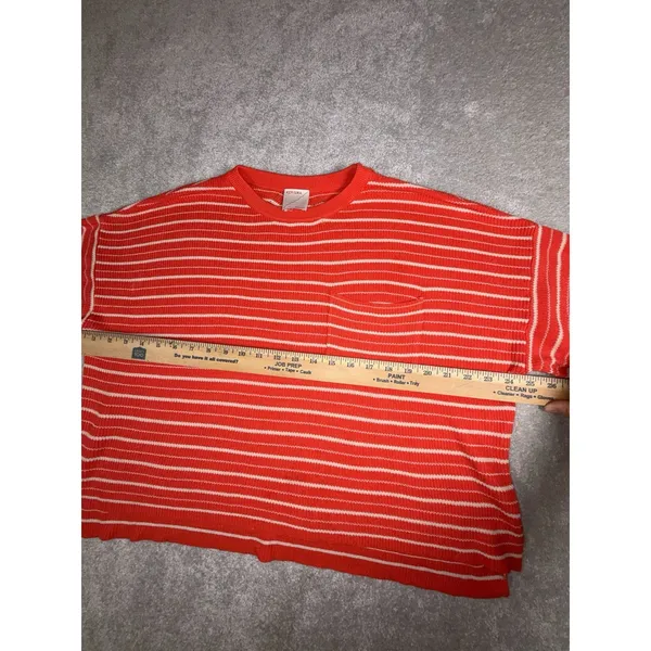 kerisma sweatet short sleeve shirt blousr striped orange ivory M/L - Image 6