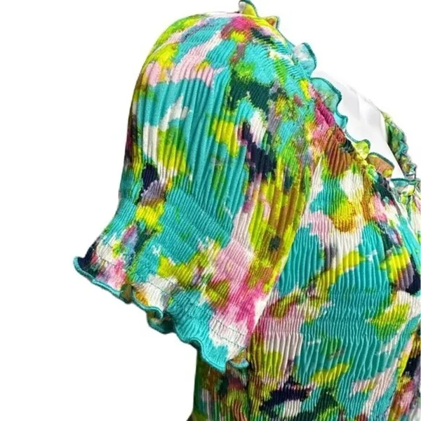 Allison Taylor Water Color Abstract Crinkle Top Size Medium Color Block‎ - Image 7
