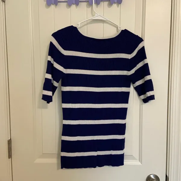 Express women’s blue striped stretchy thin‎ knit sweater — large - Image 5