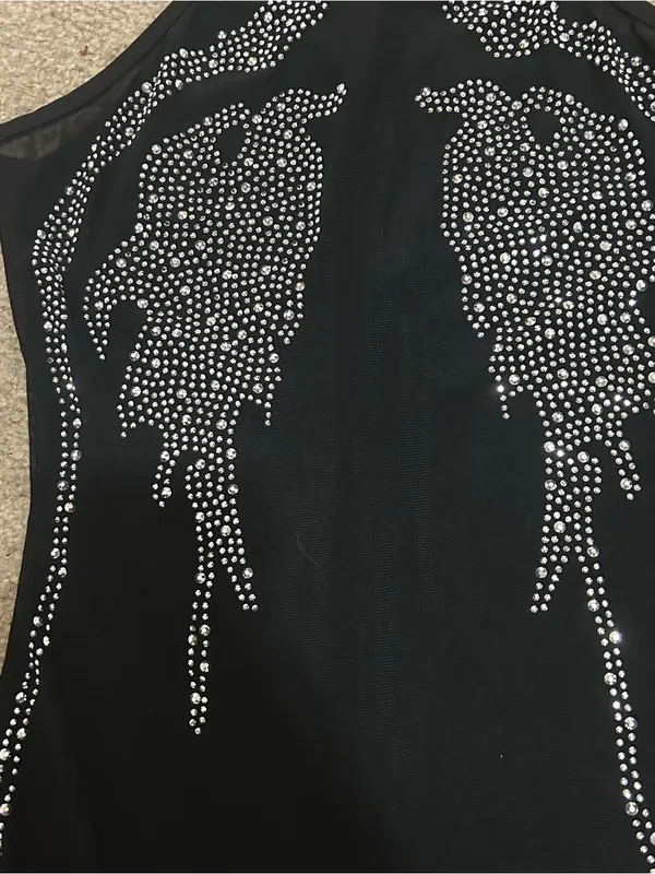 Unbranded Sheer Rhinestone Mesh Halter Mini Dress Festival Y2K Clubwear - Image 7