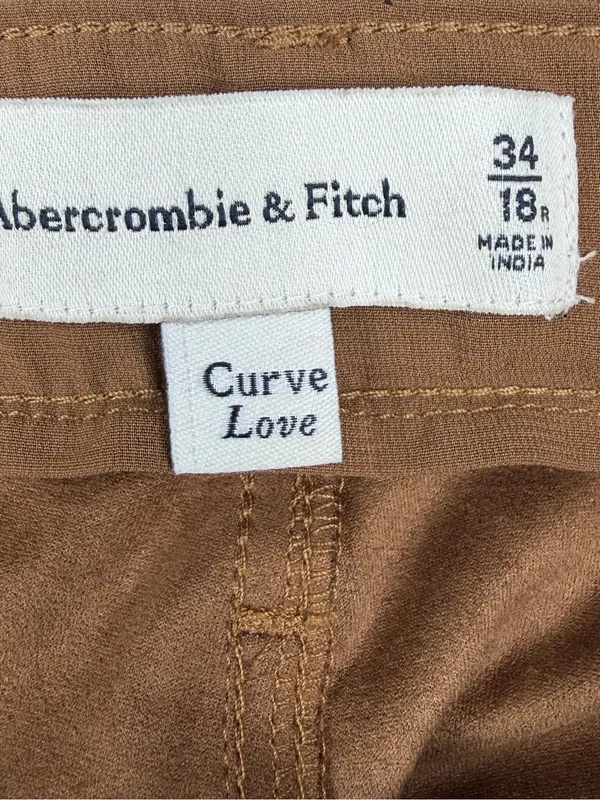 Abercrombie Curve Love 90s Relaxed Faux Suede Pants Brown NWT 34R - Image 5