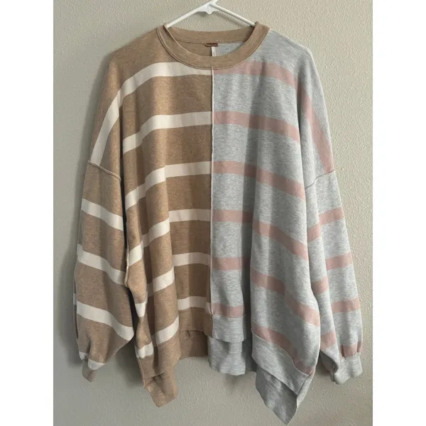 Free People Uptown Oversized Pullover Womens Small Striped - Image 3