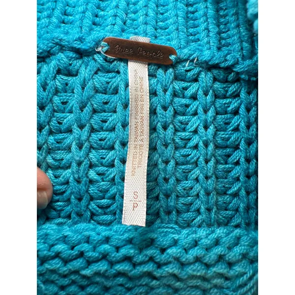 Free People Blue Cable Knit Cropped Sweater Size S‎ - Image 3