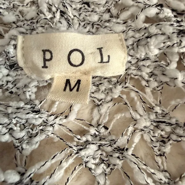 Pol Short Sleeve Black White Loose Knit Cardigan Size Medium‎ - Image 7