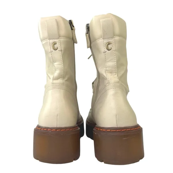 Sam Edelman Circus Sanders Ivory White Leather Round Toe Lace Up Combat Boots 11 - Image 3