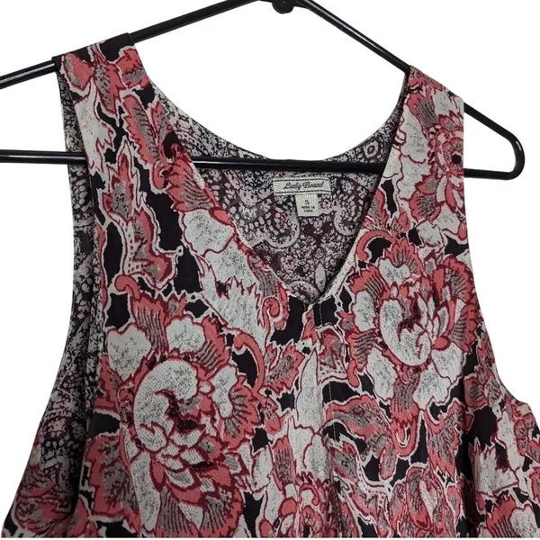 Lucky Brand Womens S Floral Paisley‎ Tank Top Coral Cream Boho Peasant Festival - Image 6