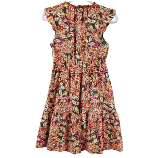 J Crew Floral Ruffle V Neck Mini Dress Sz 6 - Image 2