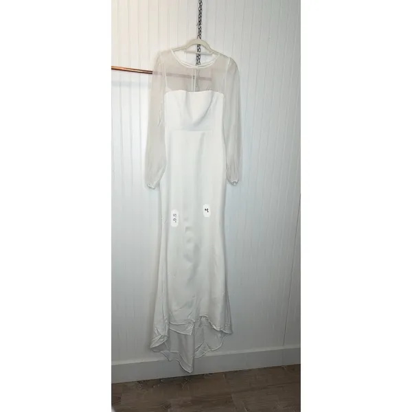 Lulus Immaculate Romance White Sheer Organza Long Sleeve Maxi Dress Party Small - Image 6