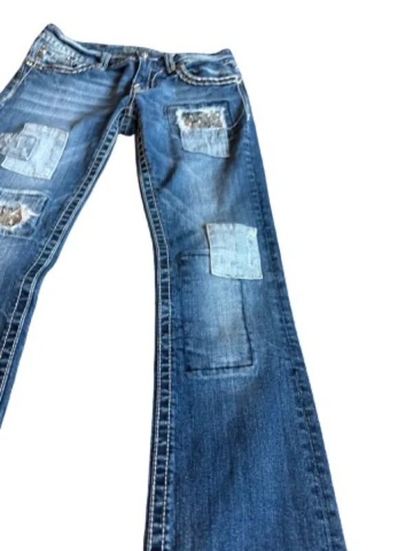 Miss Me JE544OBL Boot Dark Wash Patchwork Sequin Bootcut Jeans Size 29 Women's - Image 9