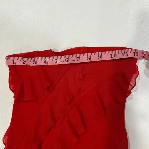 Oh Polly Red Ruffle Maxi Dress Size 2 Strapless Formal Gown - Image 7