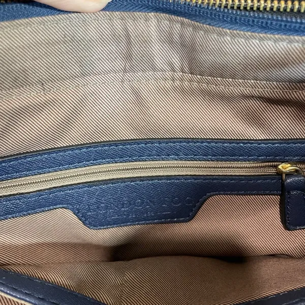 London Fog Navy Leather Handle Bag 3 Compartments‎ - Image 9