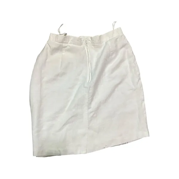 White Linen Blend Straight Skirt Size 12 - Image 2