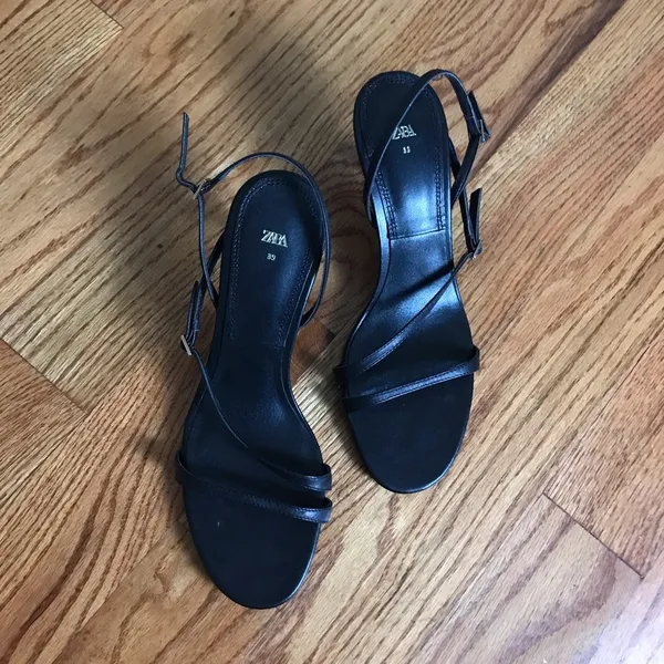 Zara Black Leather Strappy Sandal - Image 3