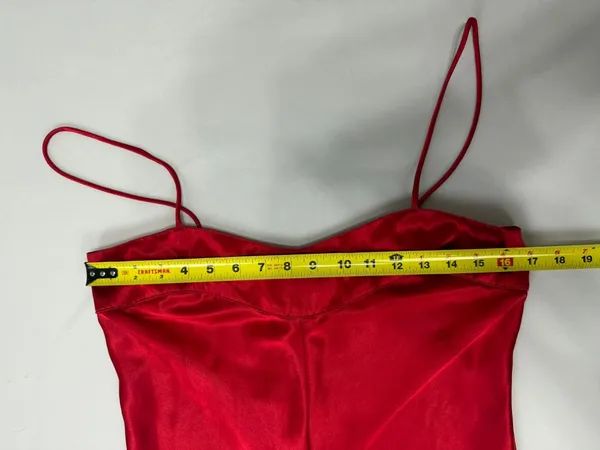 Private Moments Vintage Red Satin Maxi Slip Nightgown Dress - Image 7