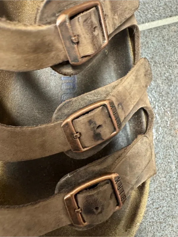 Birkenstock Florida Leather Footbed Buckle Sandals Comfort Dark Brown EU 40 US 9 - Image 4