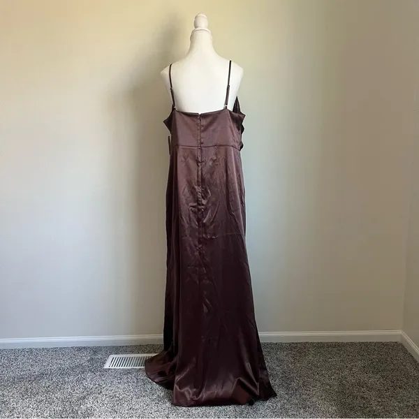 Birdy Grey Lydia Shiny Satin Chocolate Brown Maxi Dress NEW Size XXL Bridesmaid - Image 8