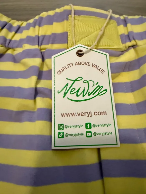 Very J Lavender & Lemon Striped Lounge Shorts - Image 3
