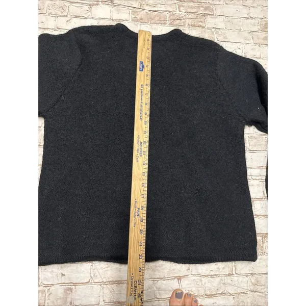 PIERRE CARDIN L SWEATER BLACK CARDIGAN WOOL‎ FULL ZIP Vtg - Image 6