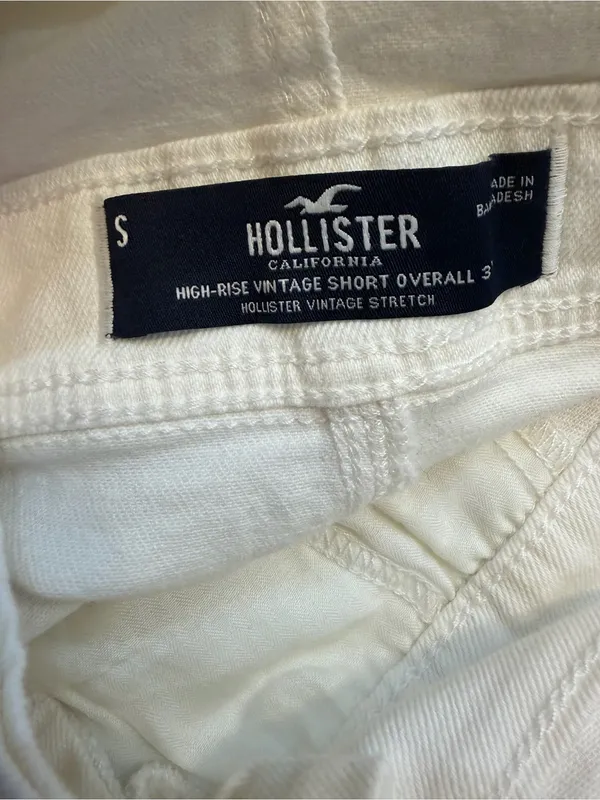 Hollister Co. White Denim Shortalls Overalls - Image 3
